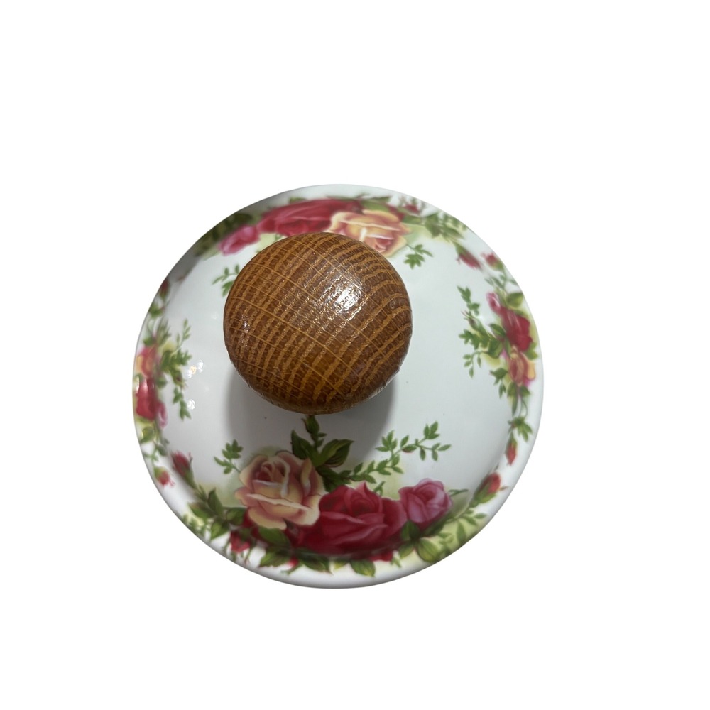 Vintage Royal Albert Tea Kettle White Stovetop Pot Wood Handle Rose Pattern - Picture 6 of 13